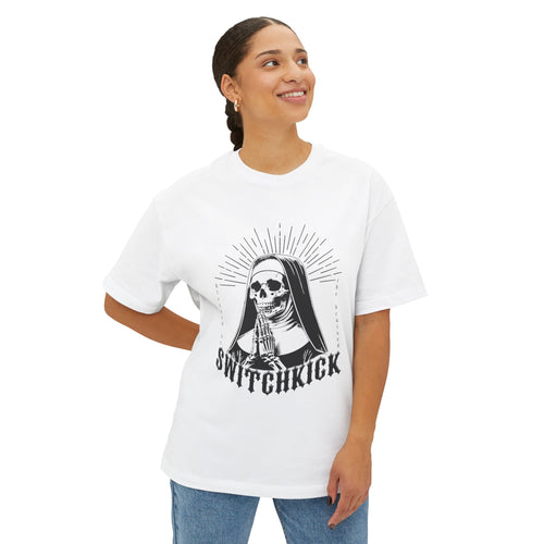 Nun Reaper - Switchkick Skull Nun Design, Casual Wear, Street Style, Bold lines. Gritty energy.